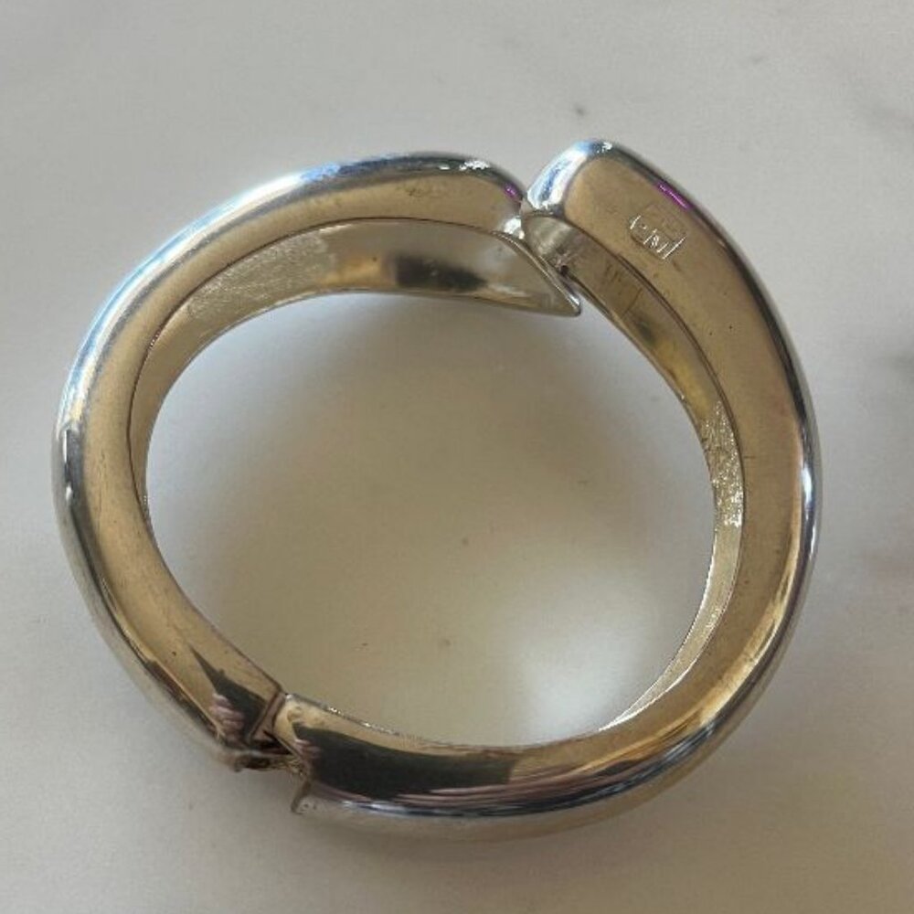 Substantial Silver Hinged Bangle Bracelet - image 2